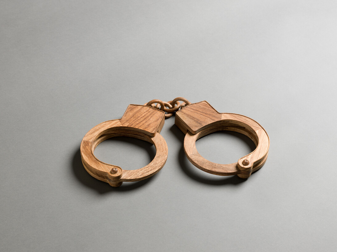 Handcuffs, 2012, Huali wood, 15 3/4 x 5 1/4 x 11 in (40  x 13 x 28 cm), Edition of 16+4AP