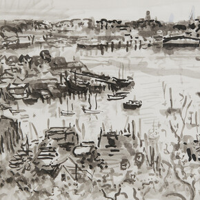 Nell Blaine, The Harbor from Banner Hill (detail), 1986. Courtesy of Tibor de Nagy Gallery 