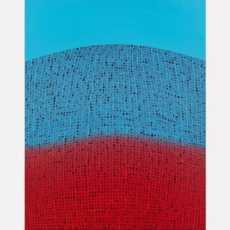 Teo Gonzalez,
Arch: Horizon - Double Hill 6, 2017,
Acrylic on canvas,
14 1/4 x 11 1/4 inches,
Signed, titled, dated on the verso. Courtesy of the artist and Spanierman Modern