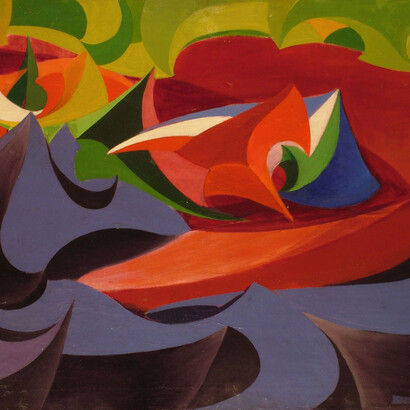 Giacomo Balla, Manifestación XX de septiembre de 1915 (detalle), Fundación Carisbo © Giacomo Balla, por SIAE 2021