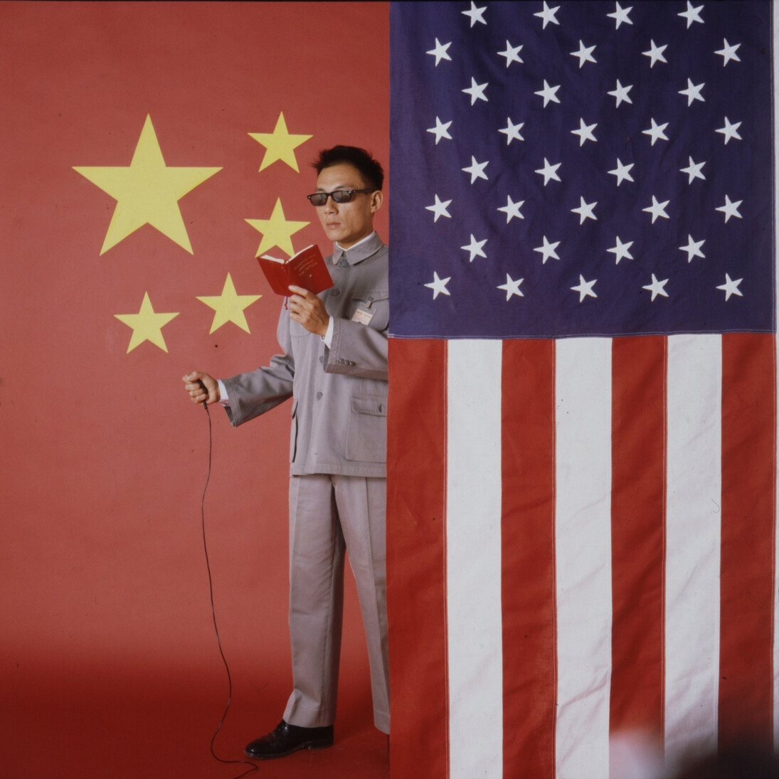 Tseng Kwong Chi, East Meets West Manifesto, 1983, C-Print Mounted on Dibond, 127 x 127 cm / 50 x 50 in.
Edition of 6
