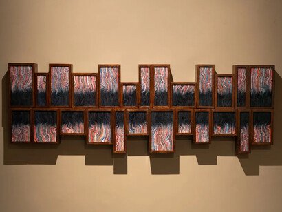 Debasish Mukherjee, Abr kyā chīz hai? / What really is a cloud? Exhibition view. Courtesy of Akar Prakar