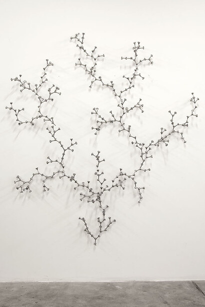 Loris Cecchini, Germination rates on four poles, 2015, Stainless steel 316, 200 x 230 x 25 cm / 78.7 x 90.6 x 9.8 in