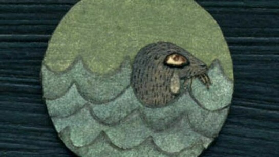 Hannah Battershell, The Seal Woman, mixed media on paper collage, vintage tin, glass, 16 x 11cm (open tin)