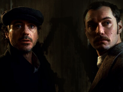 Robert Downey Jr e Jude Law nel film "Sherlock Holmes" del 2009 diretto da Guy Ritchie