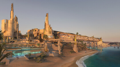 Smart city projects like NEOM in Saudi Arabia feature stunning elements such as waterfalls, lagoon water pools, and innovative lighting designs, showcasing the future of urban living