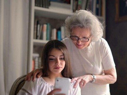 Grandmother spending time with grand daughter