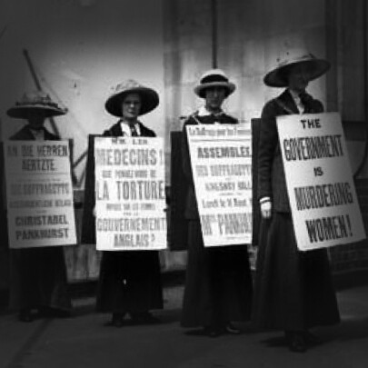 Suffragists marching for the women's vote