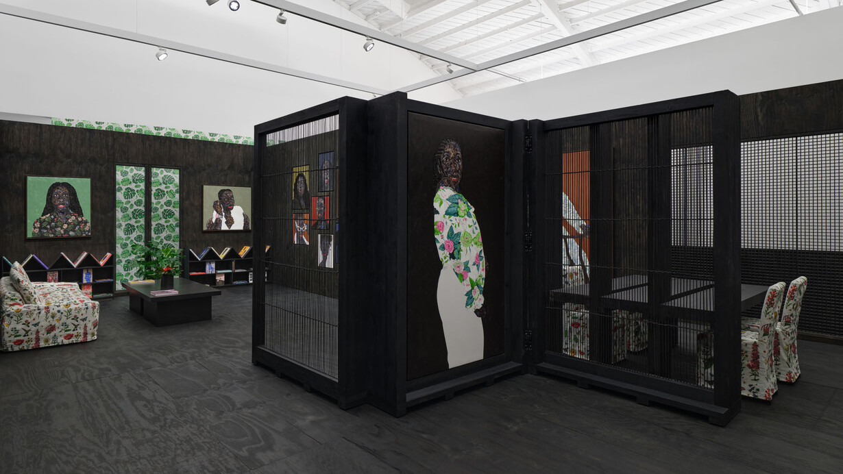 Amoako Boafo, I bring home with me, exhibition view. Courtesy of Roberts Projects 