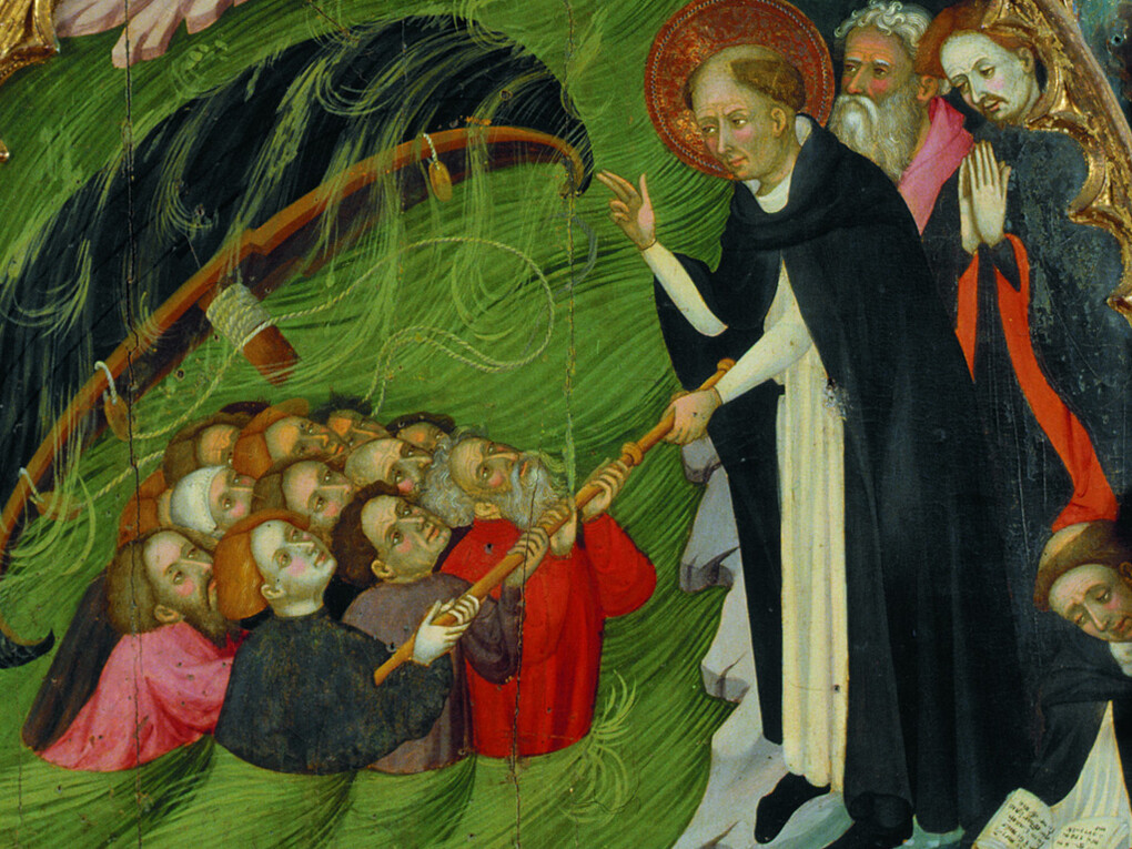 Lluis Borrassa (vers 1360-1424/25), Saint Dominique sauvant les naufragés. Panneau d'un retable provenant du
couvent Sainte-Claire de Vic, Barcelone, 1414 - 1415, Détrempe sur bois, H.190, 2 cm ; L.128, 5 cm, Vic, Museu Episcopal. MEV 714 © Museu Episcopal de Vic / Gabriel Salvans