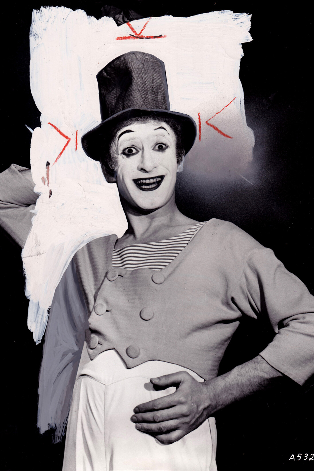 Marcel Marceau, 1972, Tirage argentique vintage retouché à la main, 20 x 25 cm, Pièce unique, Courtesy Argentic