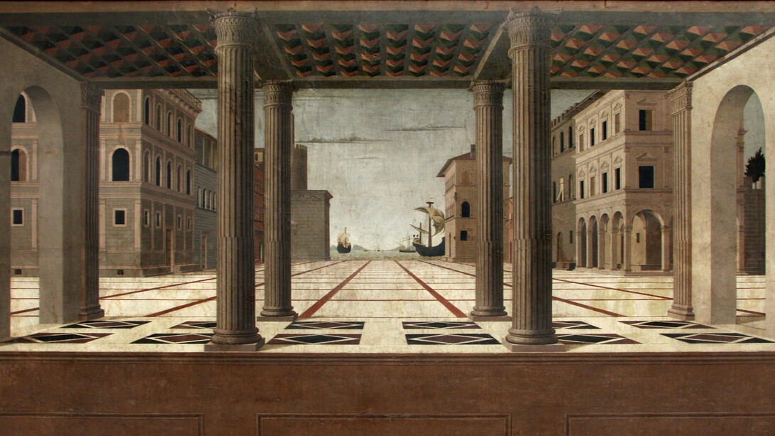 Una città vive anche attraverso i suoi conflitti visibili. Francesco di Giorgio Martini (attr.), La città ideale, 1490, Gemäldegalerie der Staatlichen Museen zu Berlin, Germania