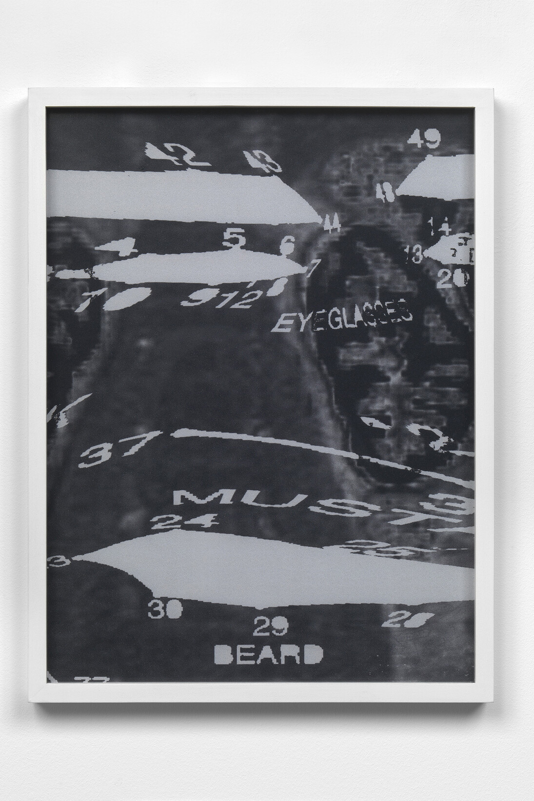 Lars Holdhus, 66C85A6E3865F4FD28B46F5A1288C892375F109138C1321E5C8804525447F615, 2014, Archival B/W print 30 x 40 x 3 cm / (11¾ x 15¾ x 1⅛ in), Image Courtesy of the artist and Blain|Southern. Photo: Todd White, 2014