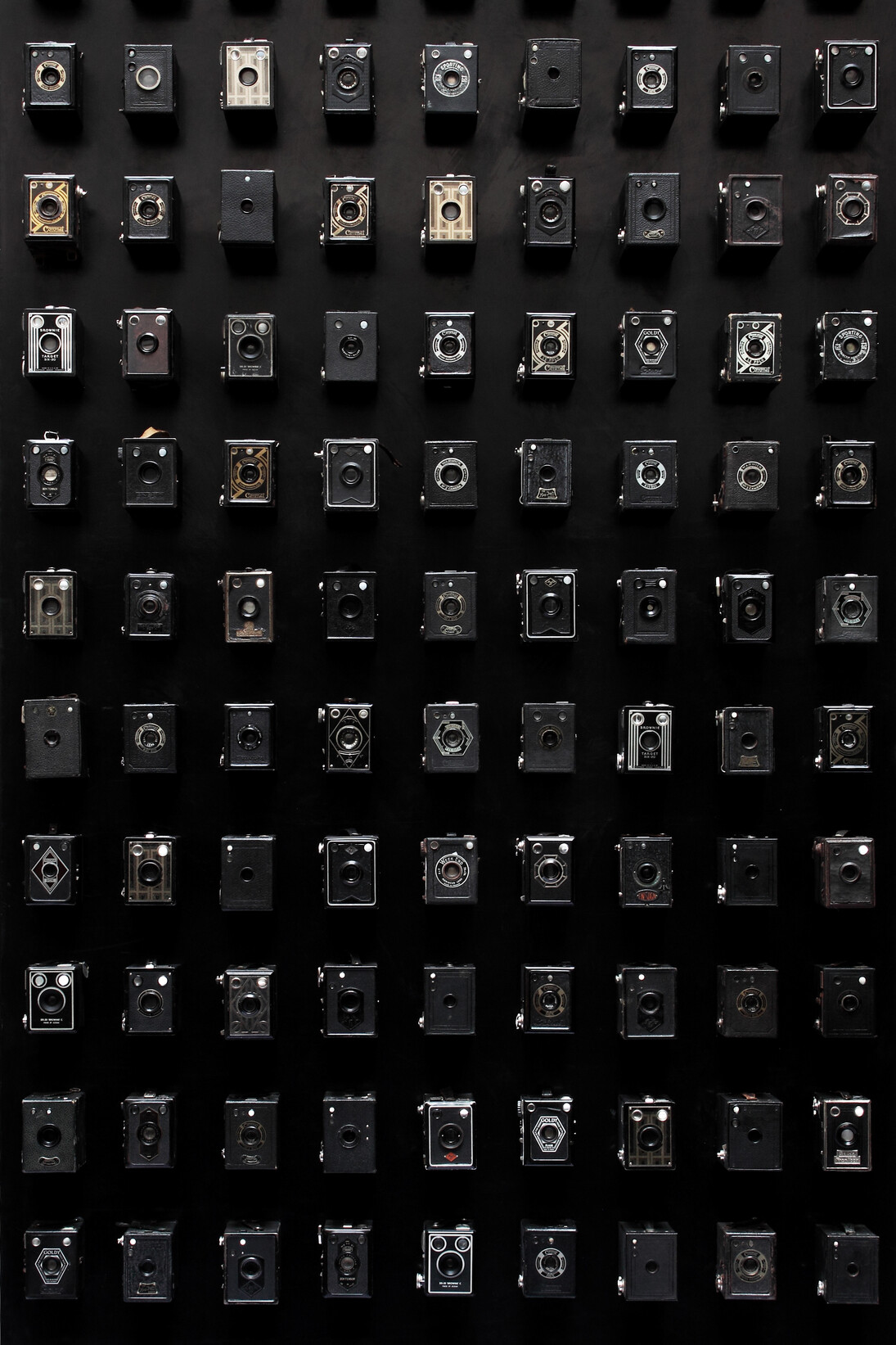 Géraldine Cario, Memory Box II, 2m40 x 1m40
(94,5 inches x 55,1 inches), Résine, aluminium, appareils photos, 2012