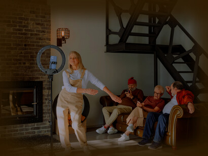 Two older couples spending time together, dancing, and being healthy