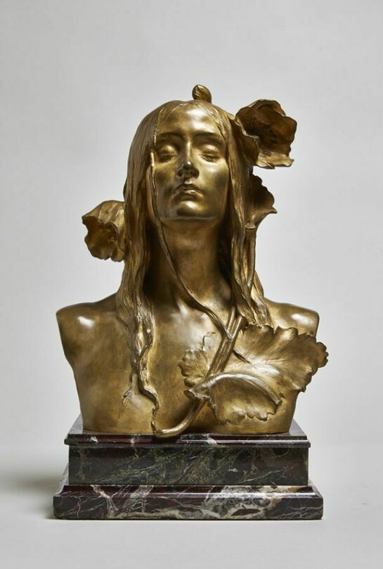 Maurice Bouval (1863-1916), Sommeil ou La Femme aux Pavots (Sleep or Woman with Poppies), 1900, Gilt bronze on marble base, 45 x 26 x 18 cm, Arwas Archives, Photo credit: Pete Huggins