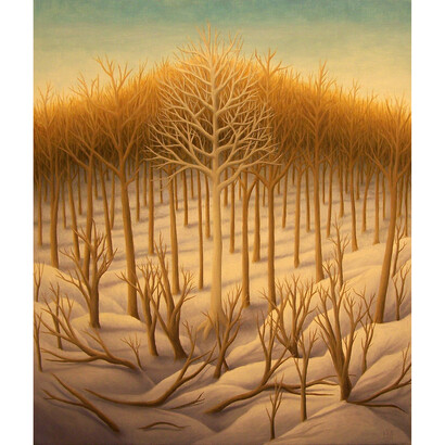 White Trees, 2015, 14 x 12 inches, oil on panel by Laura Von Rosk