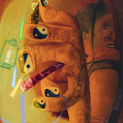 Celeste Rapone, Torch (detail), 2021. Oil on canvas, 24 x 24 in. Courtesy of Andrew Rafacz