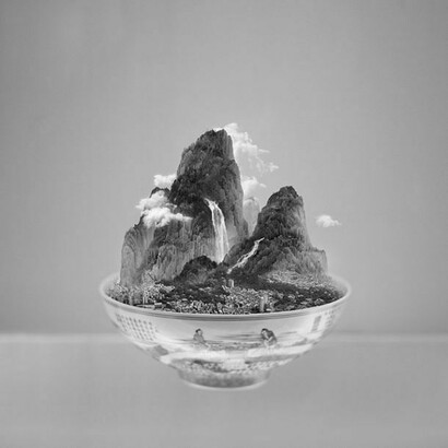 Yang Yongliang, A Bowl of Taipei No. 4, 2012, Epson UltraGiclee print on Hahnemuhle photo, 39 1/2 x 39 1/2 inches, Edition of 7. Image courtesy of the artist and RH Contemporary Art