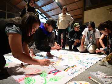 Banner-making - creative arts are essential part of GTA Assemblies (image cropped for gallery formatting purposes) @ Ashish Kothari