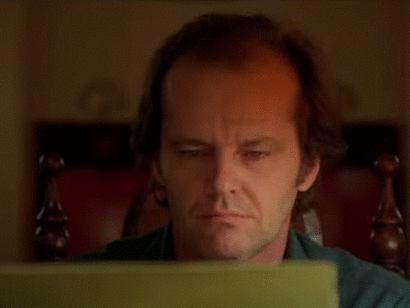Jack Nicholson nel ruolo di Jack Torrance nel film "Shining", regia di Stanley Kubrick, 1980 