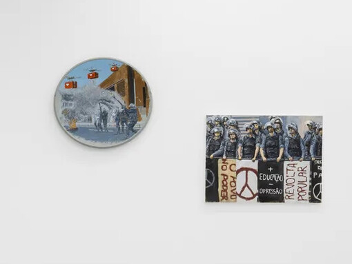 Gunga Guerra, Se correr o bicho pega, se ficar o bicho come, vista da exposição. Cortesia da Zipper Galeria