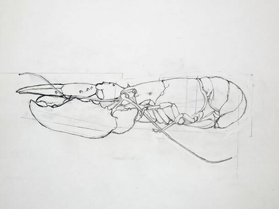 Patrick Caulfield, Study for ‘Reserved Table’, 2000, Pencil on paper, Pallant House Gallery, Wilson Gift through The Art Fund © Janet Nathan Caulfield