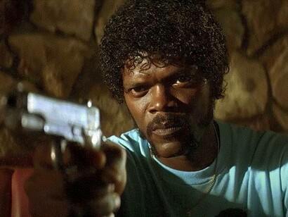 Jules Winnfield nella scena finale della tavola calda, Pulp Fiction, 1994 