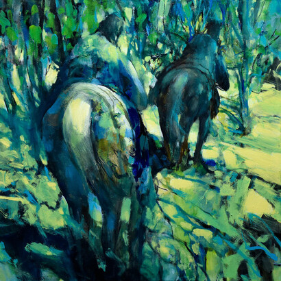 Rocky Hawkins, Moon on yellow grass. Courtesy of Altamira Fine Art