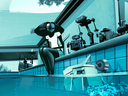 Zima Blue. Zima nous apprend qu’il était en réalité un robot nettoyeur créé il y a très longtemps par une femme passionnée de robotique, et sa seule tâche était de nettoyer la piscine
