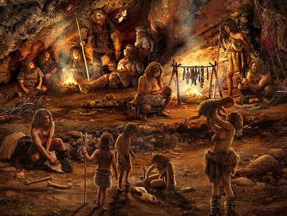 Neandertales en torno al fuego (Torografic)