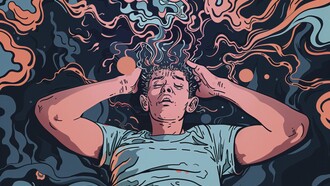 Digital art–style illustration depicting mental health struggles, overwhelm, and notification chaos