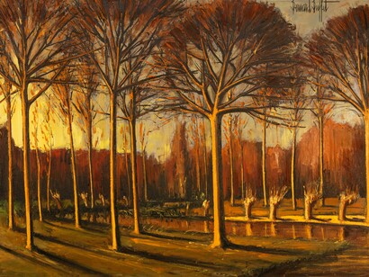 Bernard Buffet, Forêt de Mormale, lever du soleil en automne, 1974. Courtesy of Opera Gallery