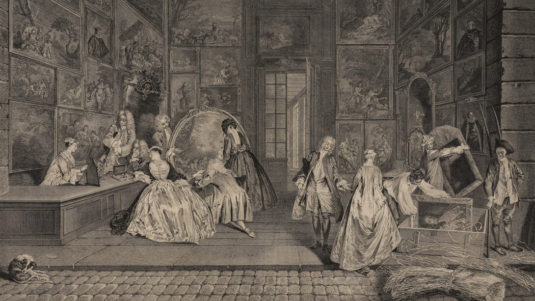 Pierre-Alexandre Aveline, L’enseigne de Gersaint [Gersaint’s shopsign], 1732. Courtesy of Blanton Museum