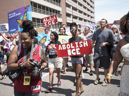 Protestors in Minneapolis call for the abolition of ICE on June 30, 2018