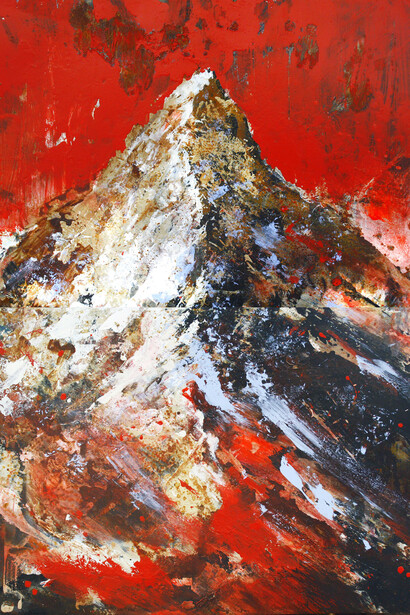 Alessandro Busci, Cervino rosso smalto su ferro, 2019. Per gentile concessione di Galleria Vik Milano