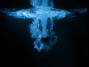 Bill Viola, “Departing Angel”, panel 1 from Five Angels for the Millennium, 2001. Video/sound installation
Performer: Josh Coxx © Courtesy Bill Viola Studio
