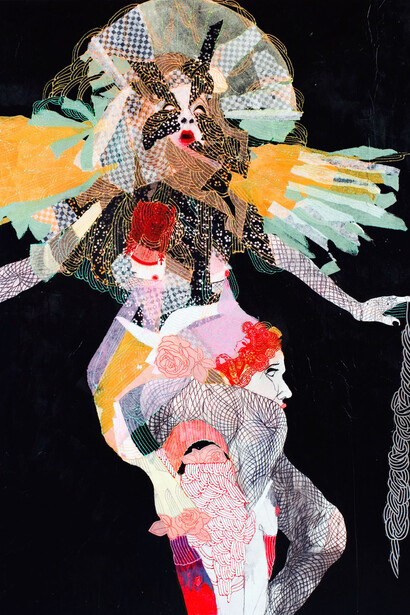 Elena Monzo, Exotic Baroque, 2015. Tecnica mista su tela, 150 x 100 cm. Courtesy Swatch Art Peace Hotel, Shangai. Courtesy of Gilda Contemporary Art