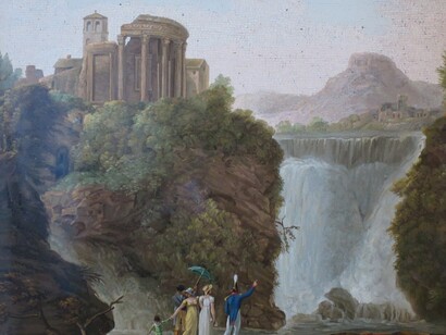 Tempio della Sibilla a Tivoli e cascata, micromosaico romano, 1817, Hermitage