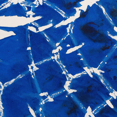 Maia Ruth Lee, B.B.M Cobalt Umbra (detail), India ink on canvas, 62x62 inches, photo by Hyunjung Rhee. Courtesy of Tina Kim Gallery