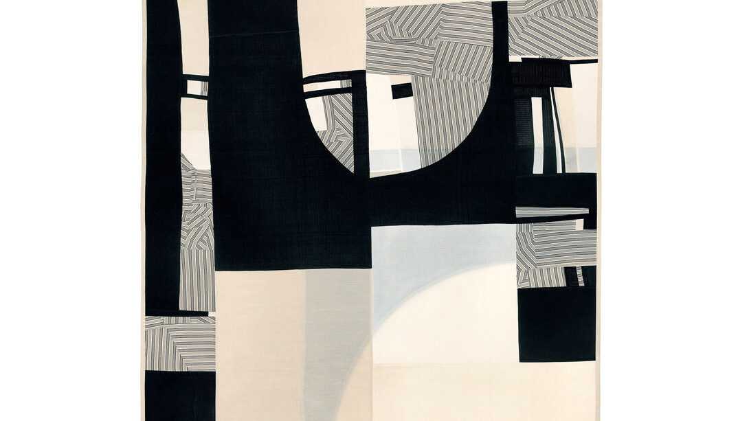 Debra Smith, Vein of Clarity #1, 2014, Pieced vintage silk, 36 x 40 in. Framed