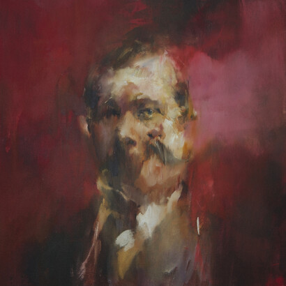 Jake Wood Evans, Study of an author, oil on canvas, 50 x 50 cm