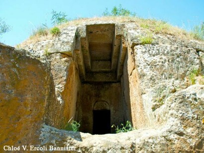 Entrance to one of the buildings of the necropolis of Cerveteri