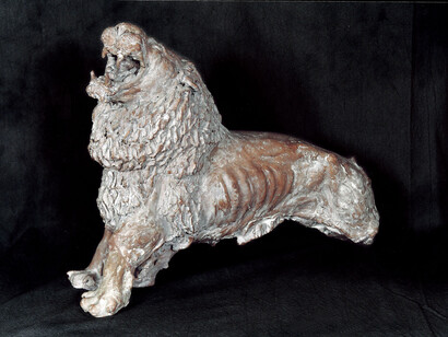 Antonio Ligabue, Leone ruggente, terracotta, 1936, 35 x 44 x 17 cm