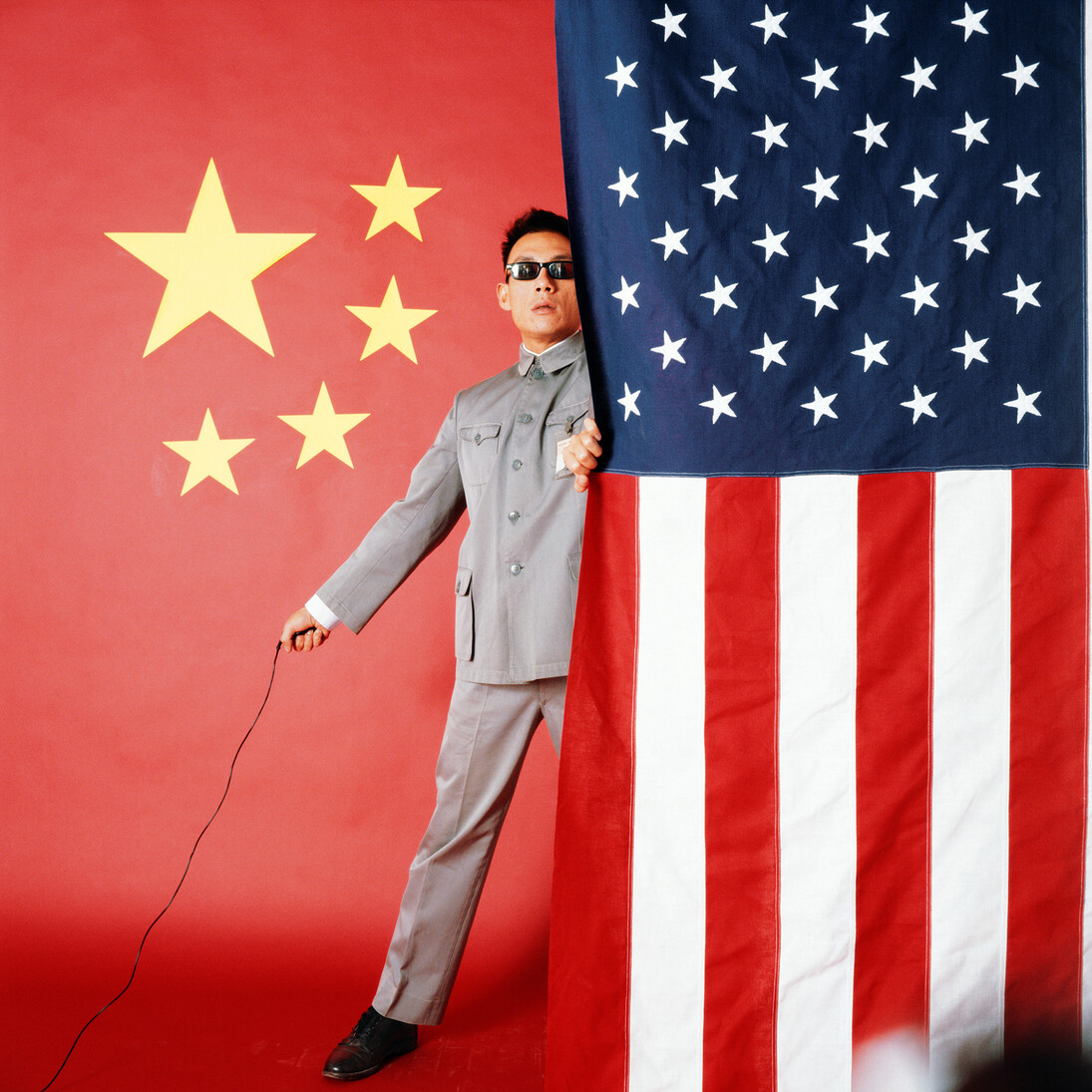 Tseng Kwong Chi, East Meets West Manifesto, 1983, C-Print Mounted on Dibond, 127 x 127 cm / 50 x 50 in.
Edition of 5
