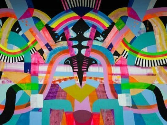 Paint on walls, Four walls, each 186 x 292 in. (472 x 743 cm), Bonnefantenmuseum, Maastricht, Netherlands. Copyright Maya Hayuk
