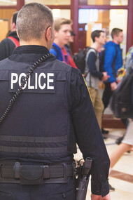 Police officers are stationed at many schools in the USA