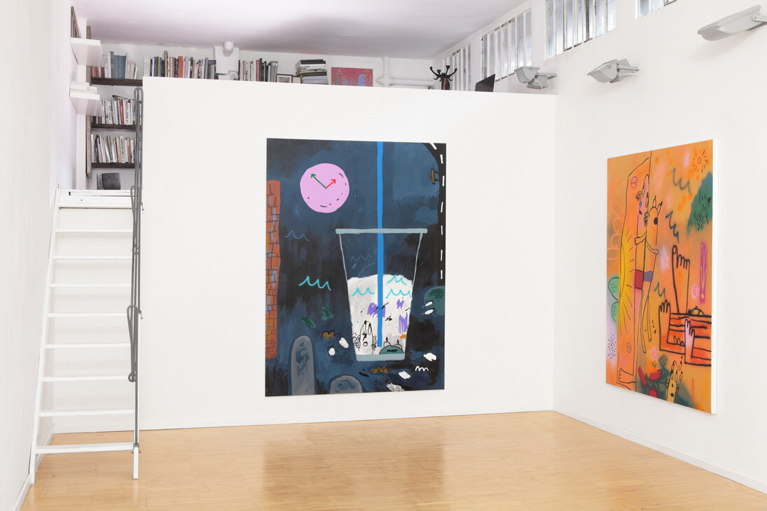 Another Fine Mess, 2015 Acrylic and Oil Stick on Canvas 205.7 x 162.5 cm (81 x 64 inches), Friends Forever, 2015 Acrylic on Canvas 177.8 x 139.7 cm (70 x 55 inches)