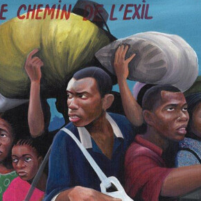 Chéri Chérin, „Le Chemin de l’Exil“, 2004, Oil on canvas, 57 x 93 cm, RMCA collection Tervuren