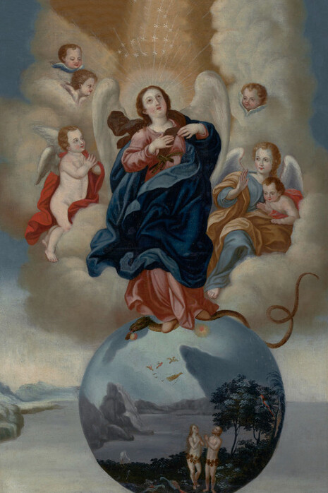 Unknown artist, Virgin of the Apocalypse standing on a globe with Adam and Eve, last third of the 18th century. Courtesy of Denver Art Museum